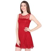 Elliana Preety Woman Maroon Skater Dress