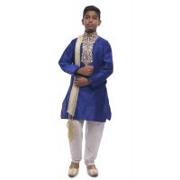 Designer Royal Blue Printed  Kids Kurta Chudihar Set