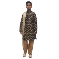 Designer Navy Blue Printed  Kids Kurta Chudihar Set