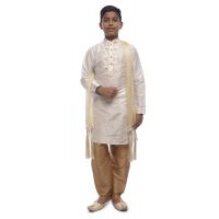 Luxury Kids White Printed Kurta Chudihar Set
