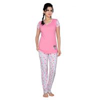 Town Girl-Pink Color top Kiss Pattern Pyjama Night Suit