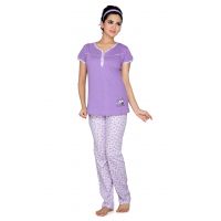 Town Girl-Purple Color Top Solid Pattern Pyjama Night Suit