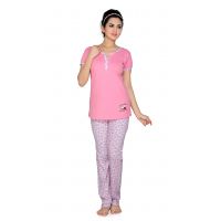 Town Girl-Light Pink Color Top Pattern Design Pyjama Night Suit