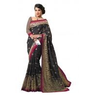 Mizzoli Black Silk Cotton Printed Saree