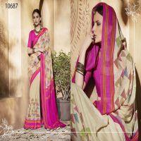 Viva N Diva Cream Colored Silk Printed Saree