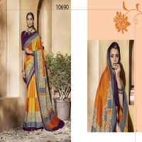 Viva N Diva Orange & Yellow Colored Silk Printed Saree