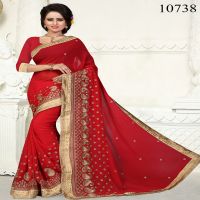 Viva N Diva Red Colored Georgette Saree