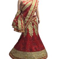 Viva N Diva Red Colored Georgette Saree