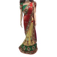 Viva N Diva Red And Yellow Colored Net  Saree