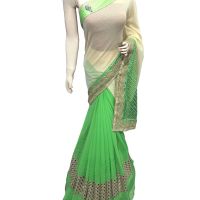 Viva N Diva Green Colored Georgette With Lycra Saree