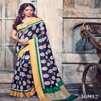 Viva N Diva Navy Blue Colored Bhagalpuri Silk Printed Saree