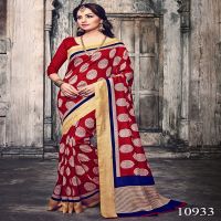 Viva N Diva Red  style Colored Bhagalpuri Silk Printed Saree