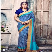 Viva N Diva Blue Colored Bhagalpuri Silk Printed Saree