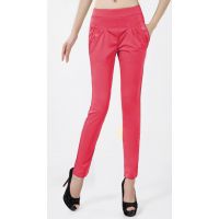 Creamson Red Side Pocket Buttoned Elastic Waist Jegging Size-30,32,34