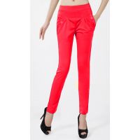  Red Side Pocket Buttoned Elastic Waist Jegging Size-30,32,34