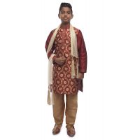 Luxury Kids Maroon Printed Kurta Chudihar Set