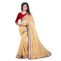 Beige Colored Georgette Saree.