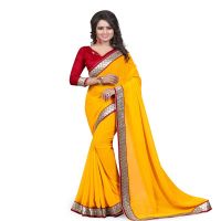 Yellow Colored Georgette Saree