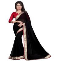 Black Colored Georgette Saree.