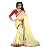 Cream Colored Georgette Saree.