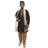 Luxury Printed Black  Kids Kurta Chudihar Set