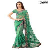 Viva N Diva Green Colored Net Saree