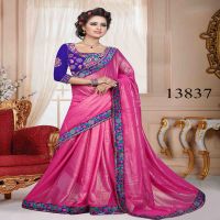 Viva N Diva Pink Colored Georgette Double Coting Saree