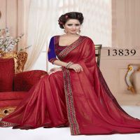 Viva N Diva Red Colored Georgette Double Coting Saree