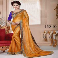 Viva N Diva Green Colored Georgette Double Coting Saree