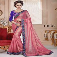 Viva N Diva Dusty Pink Colored Georgette Double Coting Saree