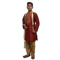 Luxury Printed Maroon  Kids Kurta Chudihar Set