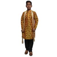 Designer Orange Printed Kids Kurta Chudihar Set