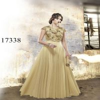 Viva N Diva Beige Colored Net Gown.