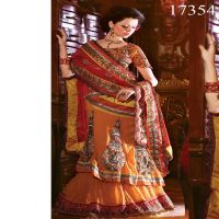 Viva N Diva Red & Orange Colored Georgette Saree