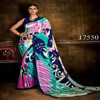 Viva N Diva Multi Colored Silk Crepe Printed Saree