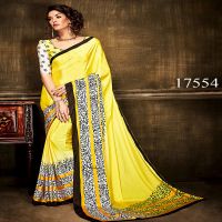Viva N Diva Yellow Colored Silk Crepe Printed Saree