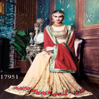 Viva N Diva Beige And Red Colored Lycra And Georgette Saree