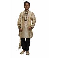 Fawn Designer Printed Kids Kurta Chudihar Set