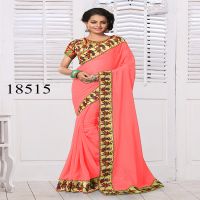 Viva N Diva Peach Colored Georgette Saree.