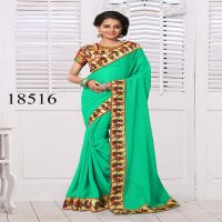 Viva N Diva Green Colored Georgette Saree.