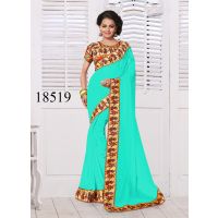 Viva N Diva Sky Blue Colored Georgette Saree.