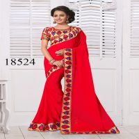 Viva N Diva Red Colored Georgette Saree.