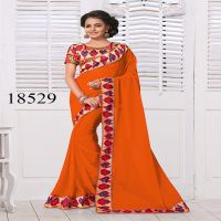 Viva N Diva Orange Colored Georgette Saree.