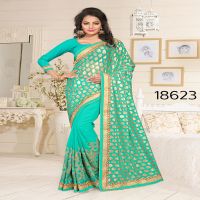 Viva N Diva Green Colored Lycra And Georgette Saree