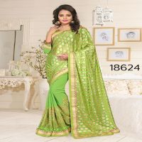 Viva N Diva Green Colored Lycra And Georgette Saree.