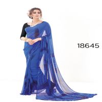 Viva N Diva Blue Colored Pure Georgette Saree.