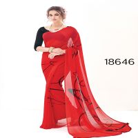 Viva N Diva Red Colored Pure Georgette Saree.