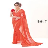 Viva N Diva Orange Colored Pure Georgette Saree.