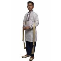 White Designer Printed Kids Kurta Chudihar Set