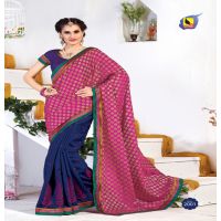 Kangana Navy Blue & Pink Dupion Silk Saree